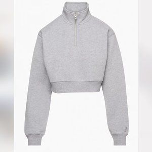 TNA Fleece Perfect 1/4 Zip Sweatshirt Gray Small